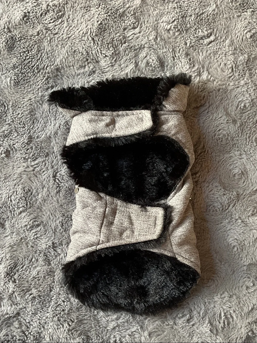 Quilted Gray Black Dog Faux-Fur vest NWOT